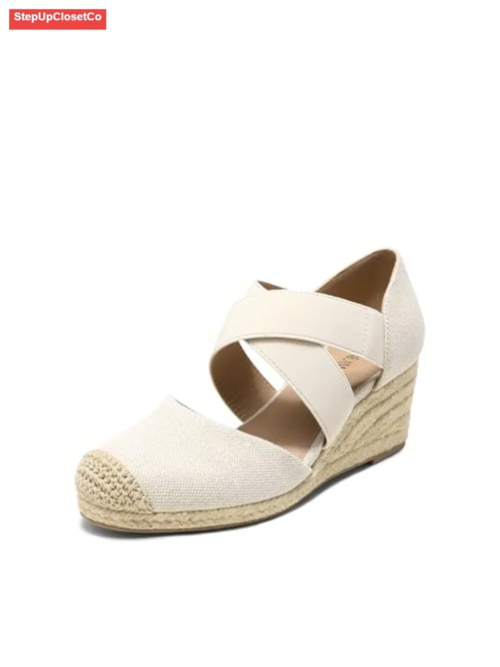 Espadrille Platform Wedges Slip On Elastic Criss Cross Straps Sandals Dressy
